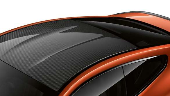 M carbon-fibre roof. BMW 8 Series Coupé, bird`s-eye view, M carbon-fibre roof.