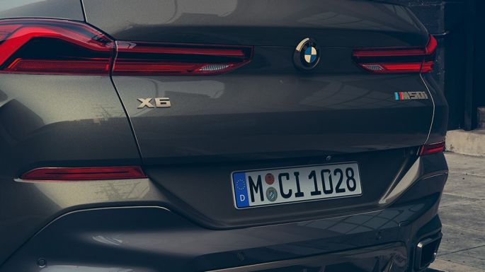 BMW X6 M50i rear. Close-up of the BMW X6 M50i rear.