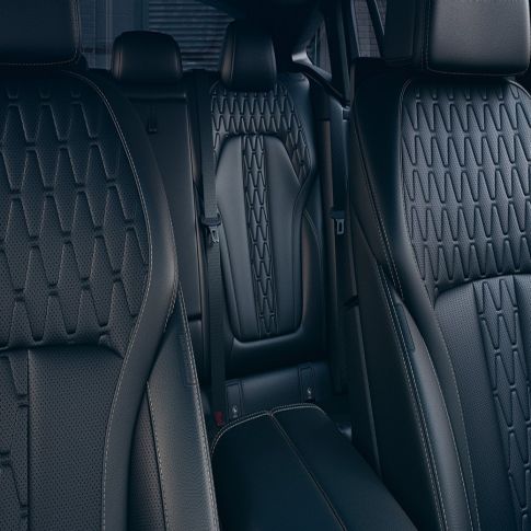 Sport seats of the BMW X6 M50i. Interior with focus on the sport seats of the BMW X6 M50i.