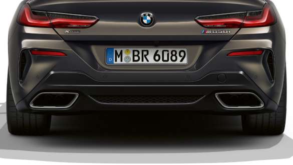 Tailpipes left and right. BMW M850i xDrive Convertible with tailpipes left and right.