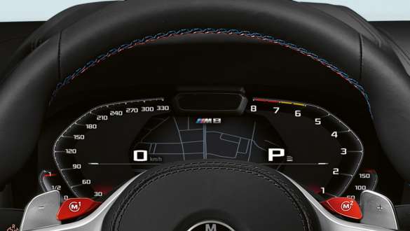 M specific instrument cluster. M specific instrument cluster of the BMW M8 Competition Convertible.