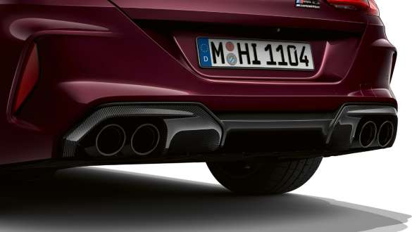 M Sport exhaust system BMW M8 Competition Gran Coupé M Sport exhaust system BMW M8 Competition Gran Coupé F93 2020 BMW Individual Ametrine metallic close-up rear