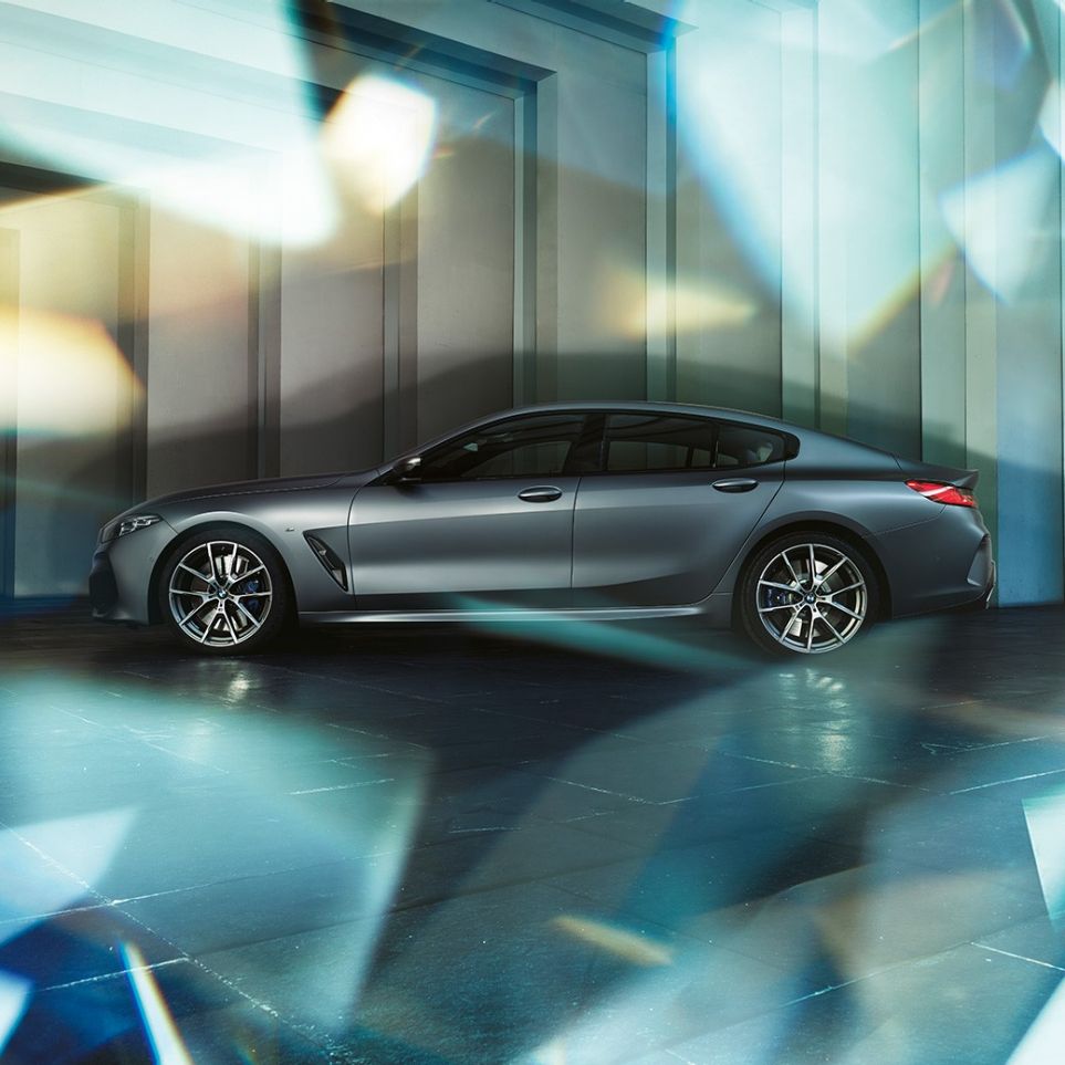 Coupé silhouette BMW M850i xDrive Gran Coupé Coupé silhouette BMW M850i xDrive Gran Coupé G16 2019 BMW Individual Frozen Bluestone metallic side view