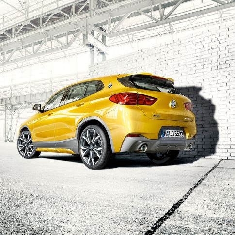 Rear view BMW X2 F39 BMW X2 2018 F39 Galvanic Gold metallic rear view