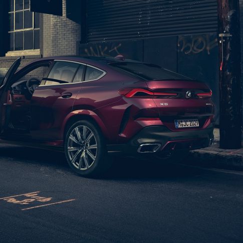 BMW X6 Individual rear view. BMW X6 Individual standing in three-quarter rear.