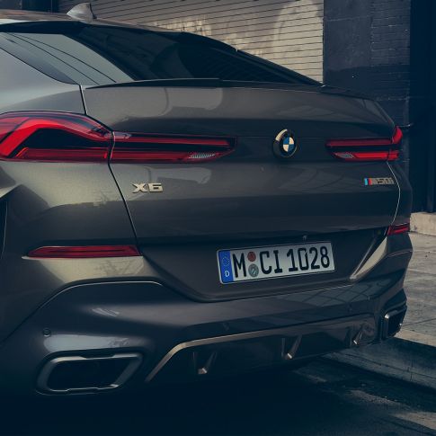 M sport exhaust system oft he BMW X6. Close-up of the M sport exhaust system oft he BMW X6.
