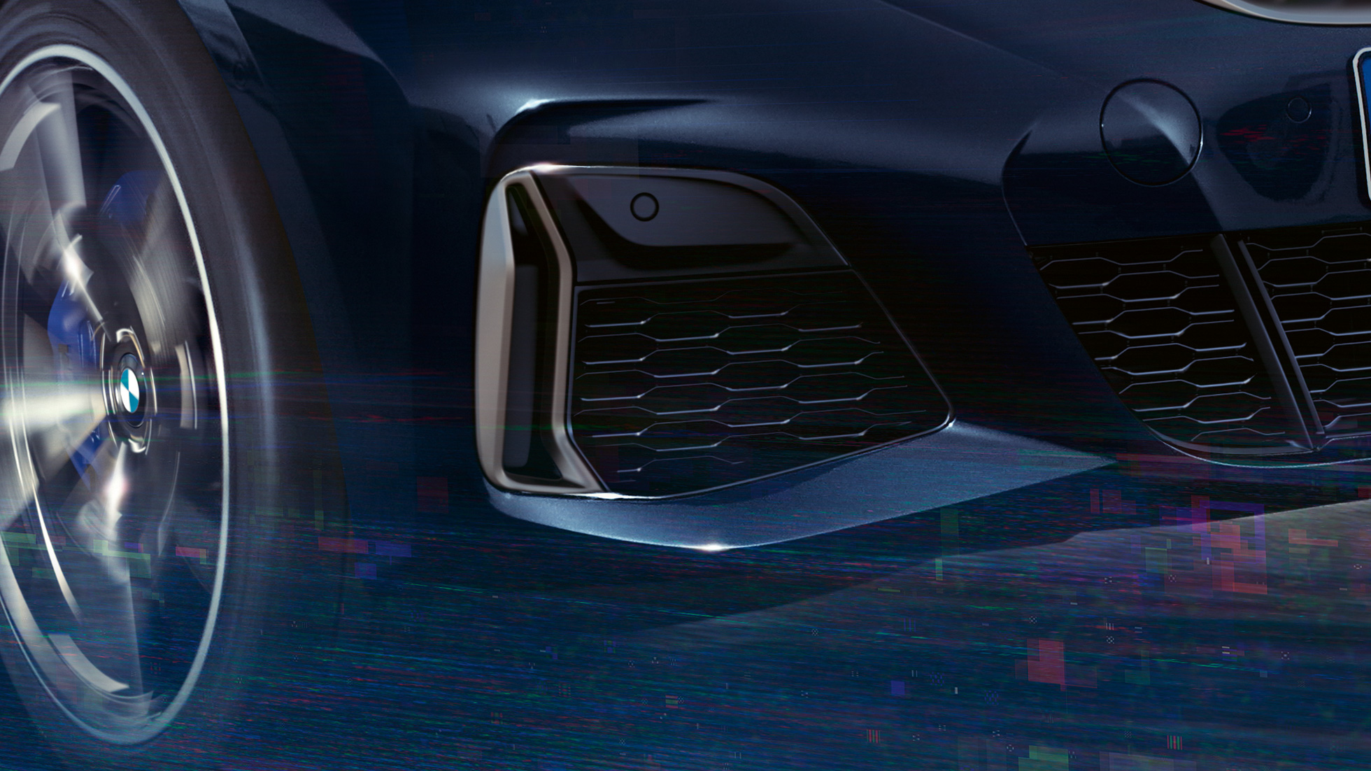 BMW 3 Series Sedan, air inlets. Detaied side view of the BMW 3 Series Sedan air inlets in Cerium grey metallic.