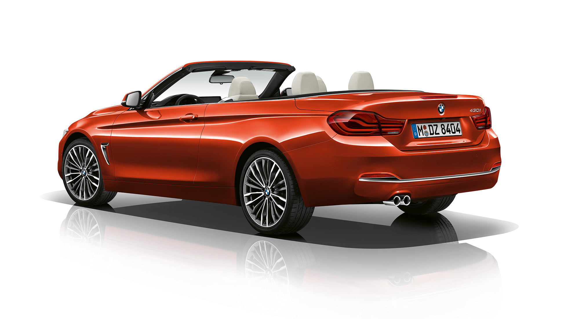 BMW 4 Series Convertible, Model Luxury Line three-quarter rear shot BMW 4 Series Convertible, Model Luxury Line three-quarter rear shot