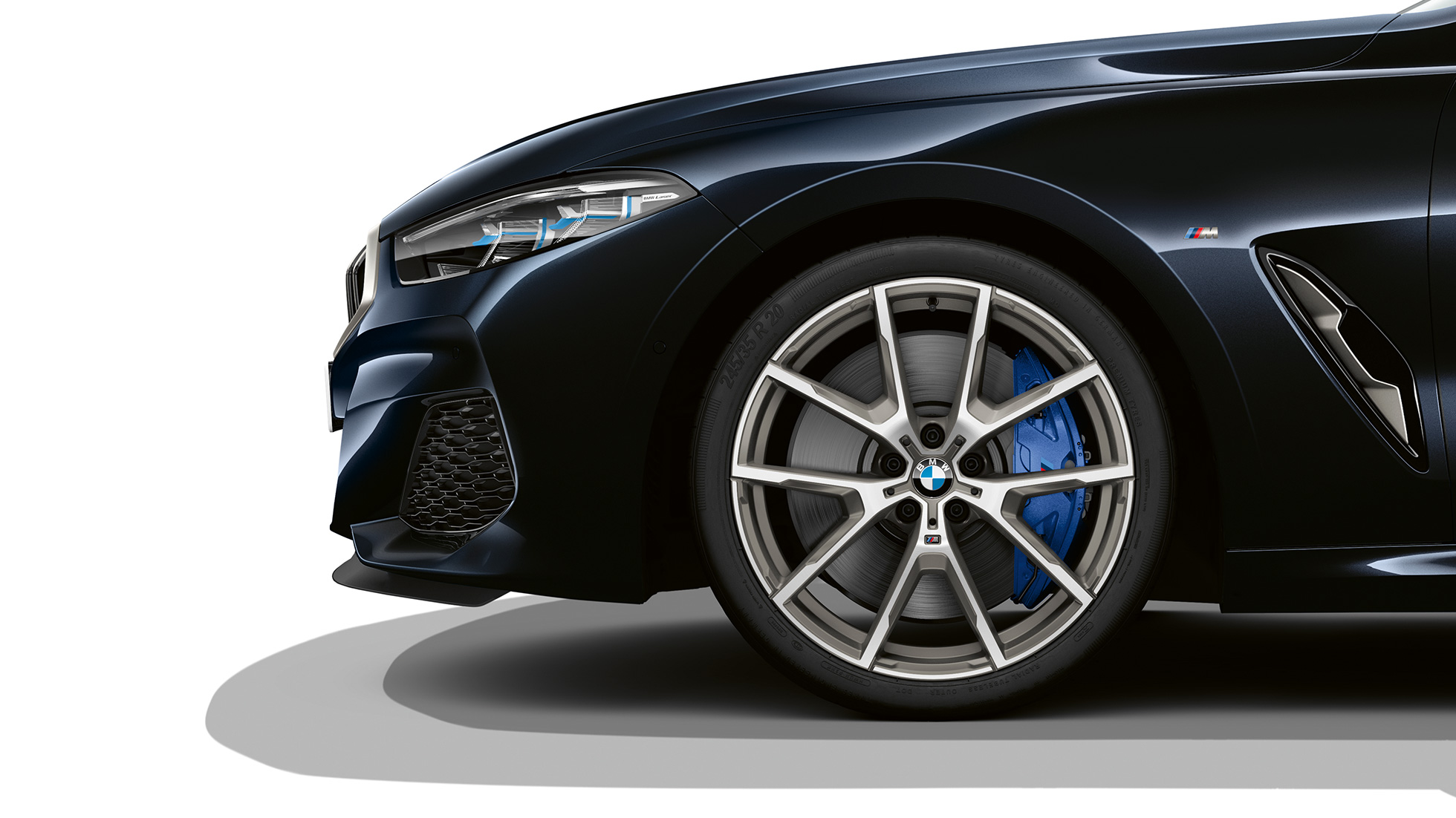 19'' light alloy wheels Double-spoke style 727 M Bicolor. BMW 8 Series Coupé, Carbon Black metallic, 19'' light alloy wheels Double-spoke style 727 M Bicolor.