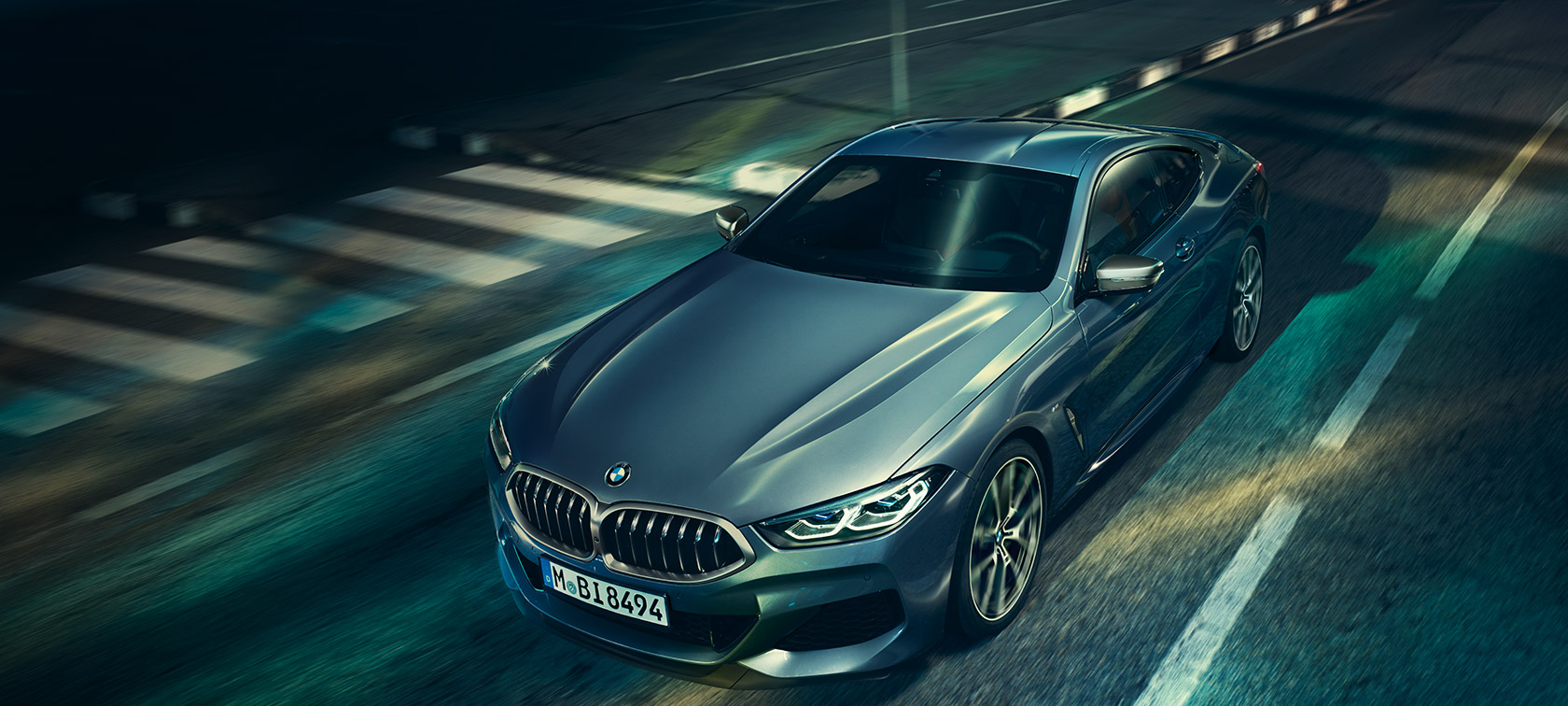 BMW 8 Series Coupé, three-quarter front view. BMW 8 Series Coupé, three-quarter front view, standing with view on engine bonnet.
