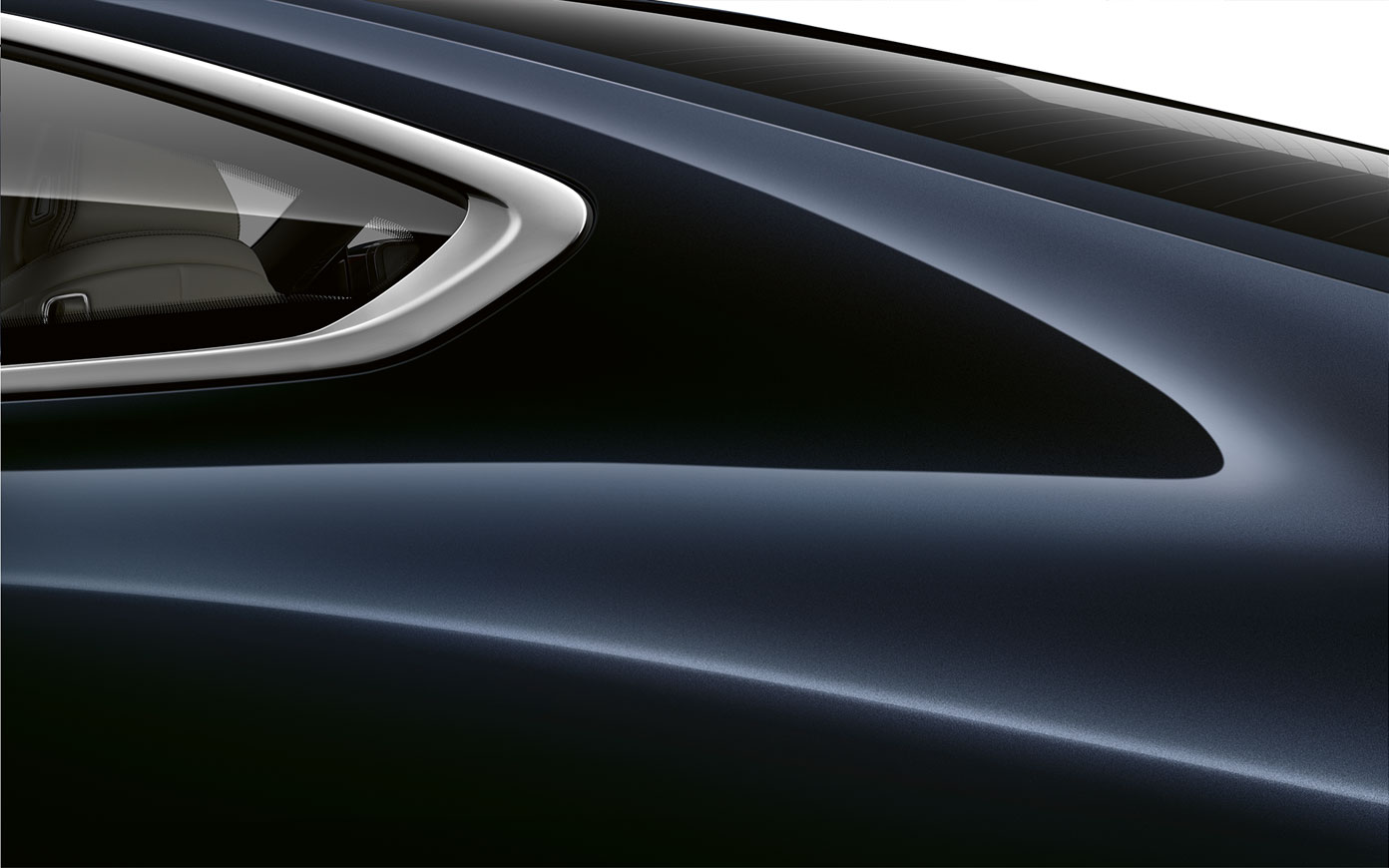BMW 8 Series Coupé, close-up of C pillar. Close-up of the C pillar of the BMW 8 Series Coupé in Carbon Black metallic.