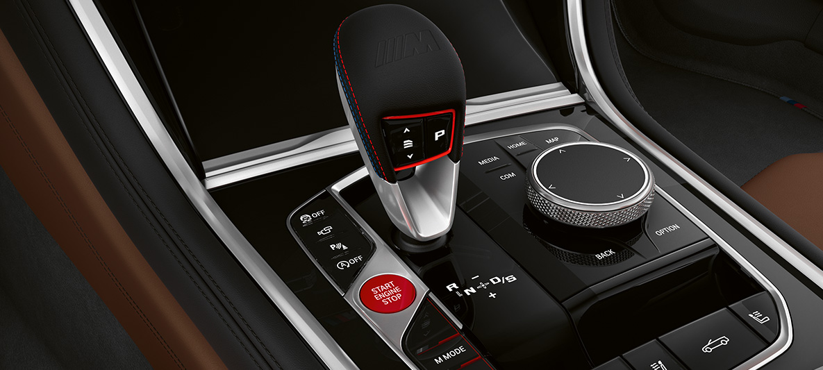 M gear selector. BMW M8 Convertible, interior, M gear selector.