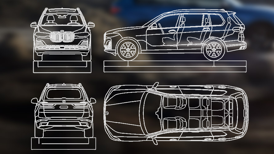 BMW X7 M60i xDrive G07 LCI technical data sketch