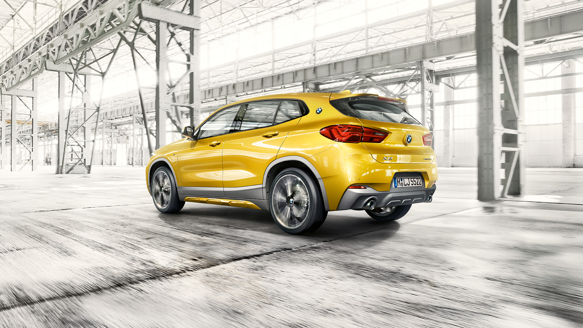 Three quarter side view BMW X2 F39 BMW X2 2018 F39 Galvanic Gold metallic three quarter side view