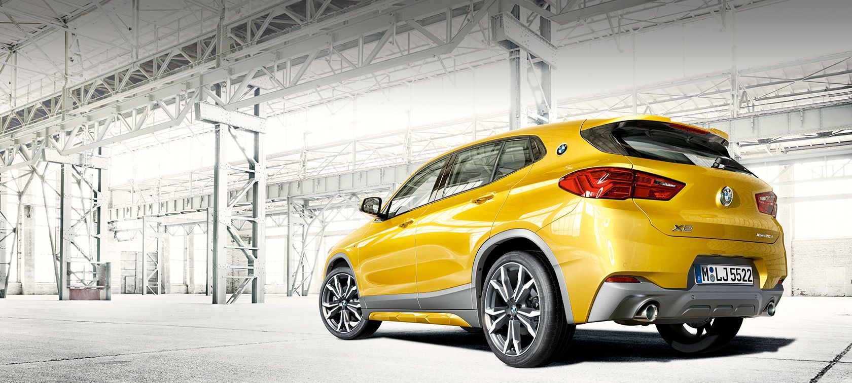 Three quarter side view BMW X2 F39 BMW X2 2018 F39 Galvanic Gold metallic three quarter side view
